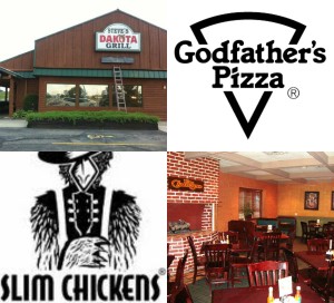 Steve's Dakota Grill, Godfather's Pizza, Slim Chickens, El Campasino