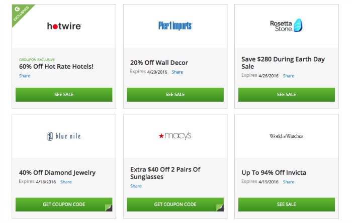 Examples of Groupon Coupons